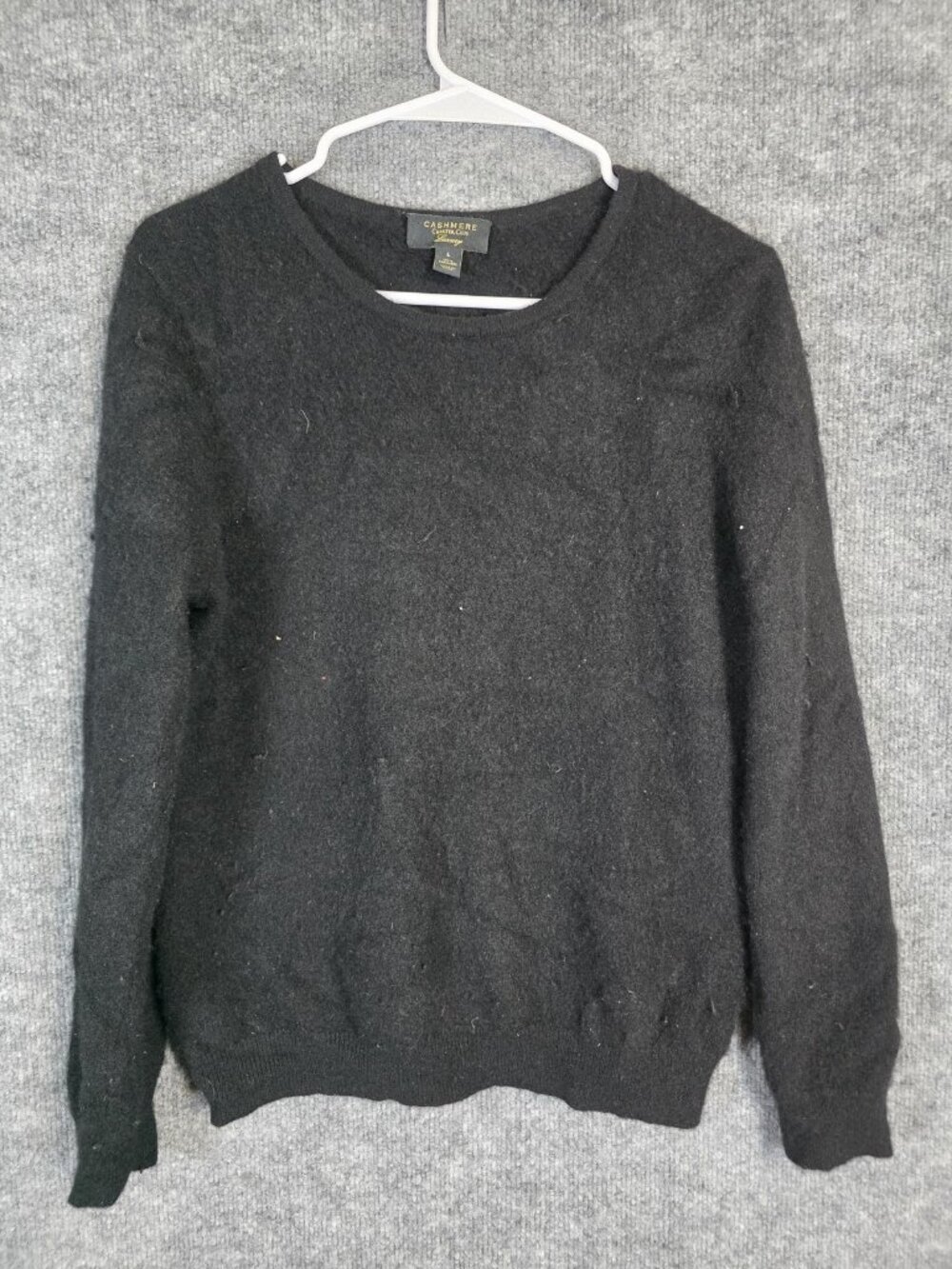 Charter Club Sweater Womens Large Black 100% Cashmere Crewneck Pilling